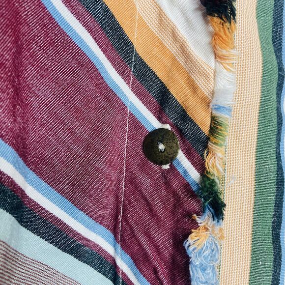 Zara Studio Women’s Shirt Size M Long Sleeve Linen Blend Striped Limited Edition - Picture 3 of 8